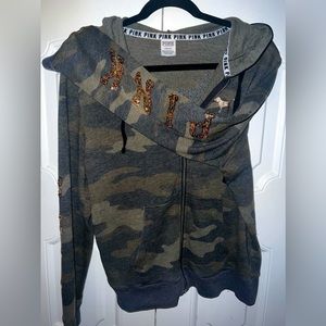 VS PINK BLING Camo Full Zip Hoodie